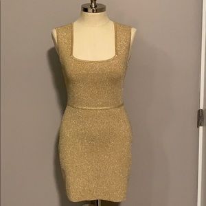 NWT BCBG Max Azria gold metallic bodycon dress